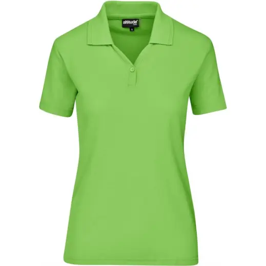 Ladies Basic Pique Golf Shirt Lime Green Front